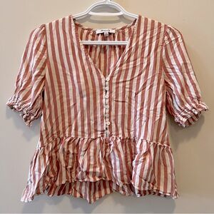 Madewell Courtyard Ruffle Hem Top with Stripes